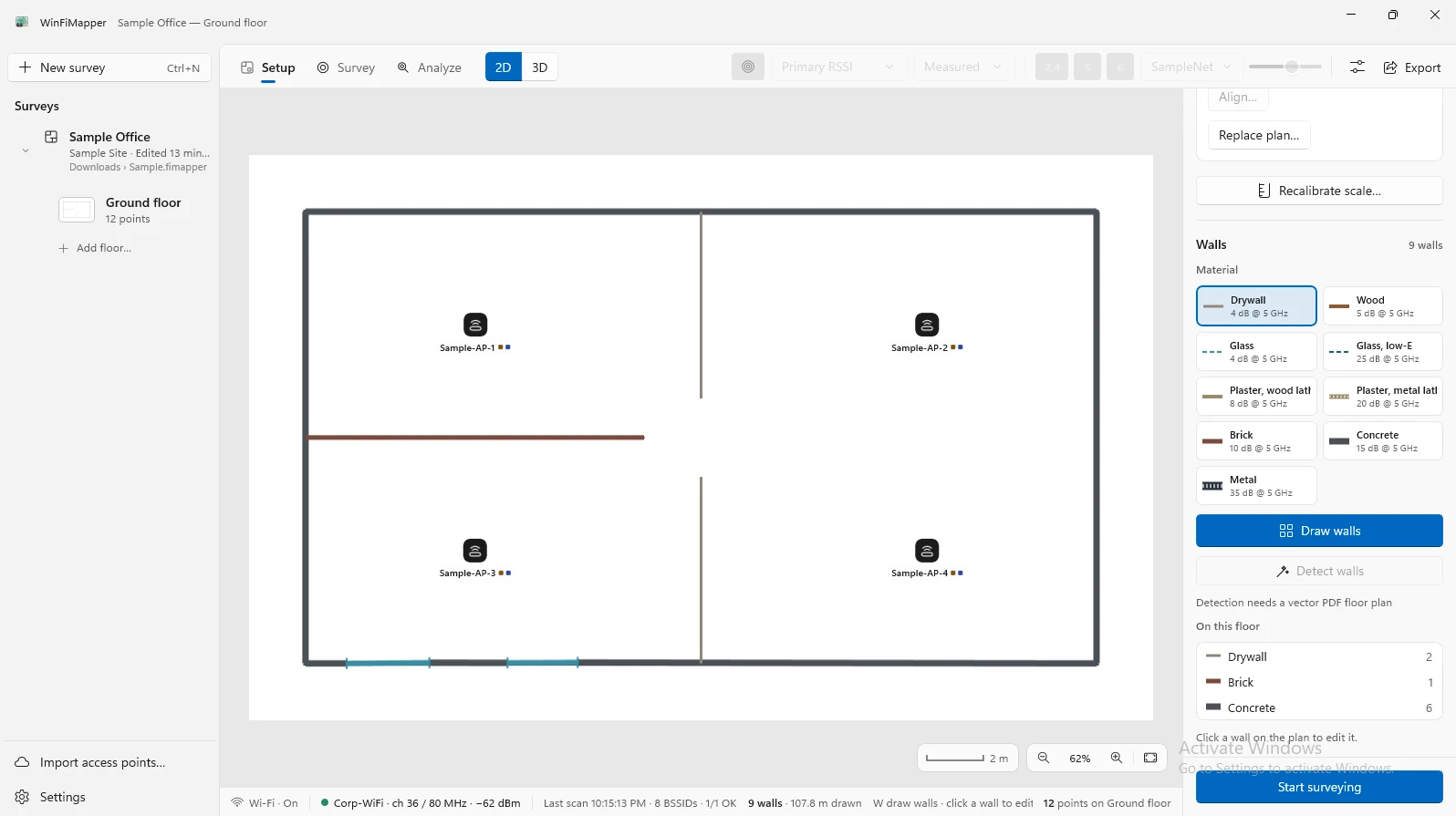 WinFiMapper running on Windows